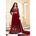 17001-C RED GLOSSY SIMAR HEAVY EMBROIDERED ANARKALI STYLE GOWN